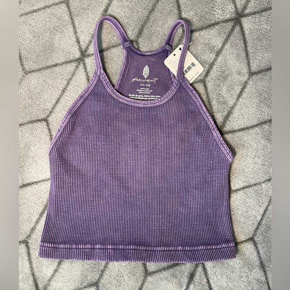 NWT Free People Purple Ribbed Top